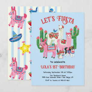 Convite Animais de Festa de Aniversário Mexicana