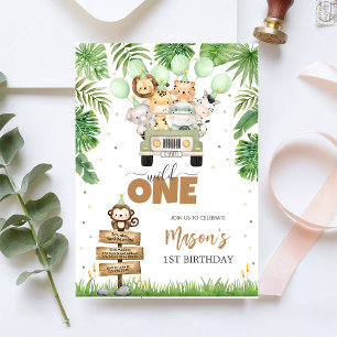 Convite Animais de Festa do Wild One Crianças 1º Aniversár