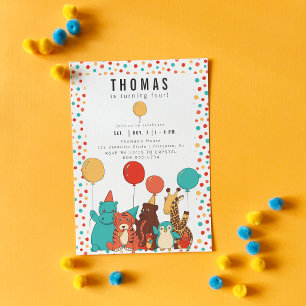 Convite Animais de Festa e Pontos Personalizados de Aniver