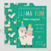 Animais de Festa Llama Aniversário Meninas Verde