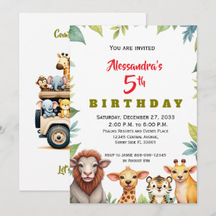 Convite Animais de Festa Modernos Safari da Selva