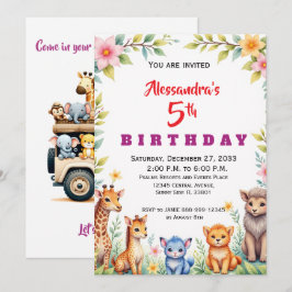 Convite Animais de Festa Modernos Safari na Selva