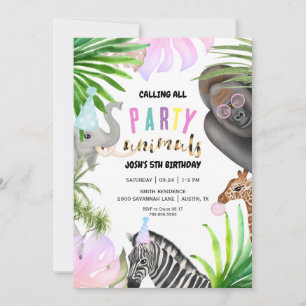 Convite Animais de Festa na Selva Aniversário