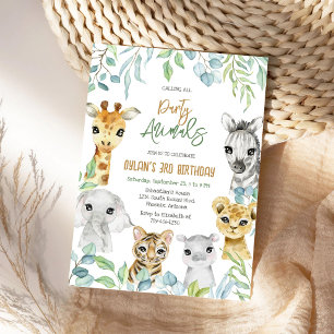 Convite Animais de Festa Safari Selva Zoológico Aniversári