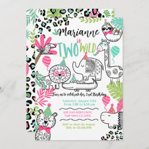 Convite Animais de festa, segundo aniversário Safari Selva