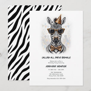 Convite Animais de Festa Zebra Divertida Festa de Aniversá