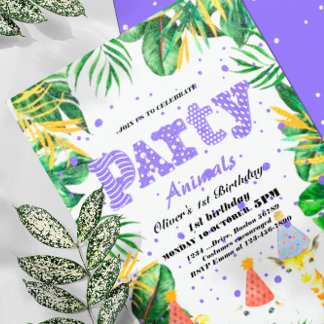Convite Animais de festas Selvagens, Festa de aniversário 