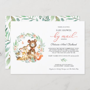 Convite Animais De Floresta Caçada, Chá de fraldas Verde P