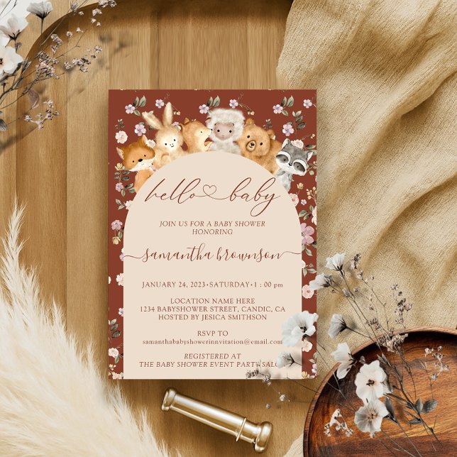 Convite Animais de Floresta de Chá de fraldas de Alô Molha (Criador carregado)