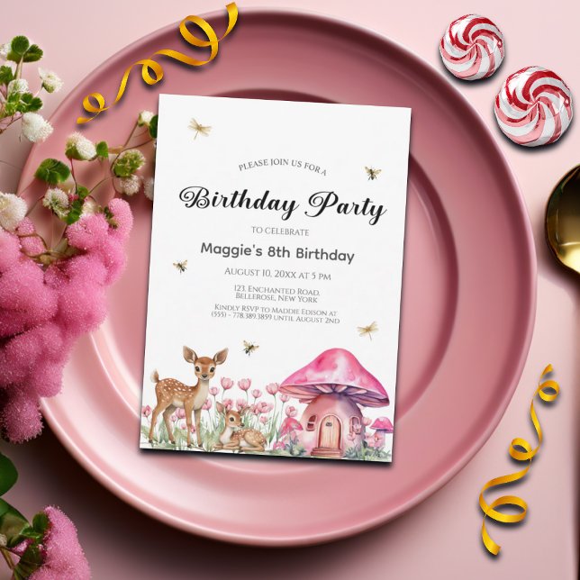 Convite Animais de floresta e Cogumelos de fada 8º anivers (Criador carregado)