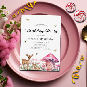 Convite Animais de Floresta Lavam Cogumelos 10º Aniversári