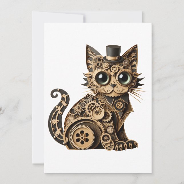 Convite Animais de gatos-do-galinha artesanatos de papel (Frente)