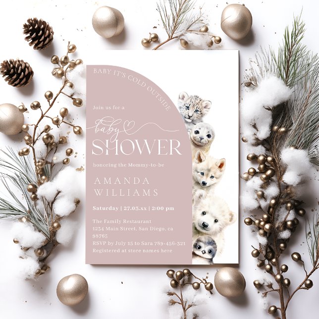 Convite Animais de inverno Chá neutro para bebês (Criador carregado)