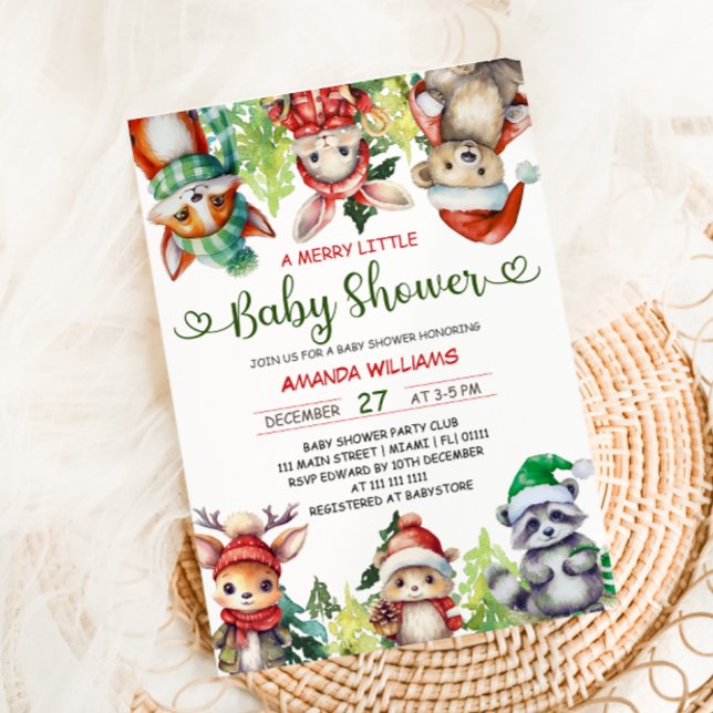 Convite Animais de Natal Chá de Bebê (Criador carregado)