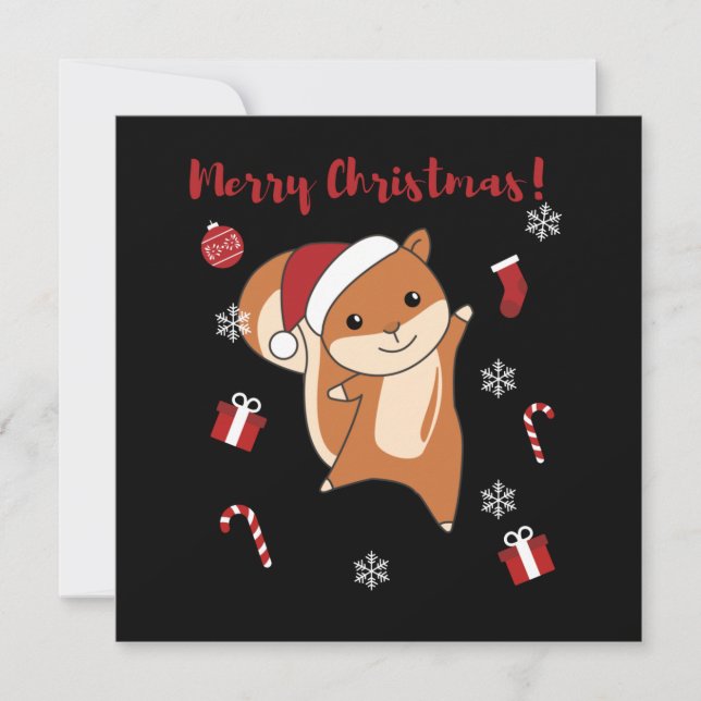 Convite Animais de Natal Esquilos Inverno (Frente)