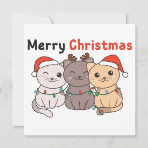 Convite Animais de Natal Gatos Fofos Gatos Feliz Natal Em