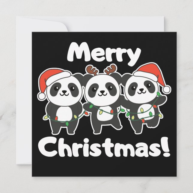 Convite Animais de Natal Panda Presentes de Natal Feliz Na (Frente)