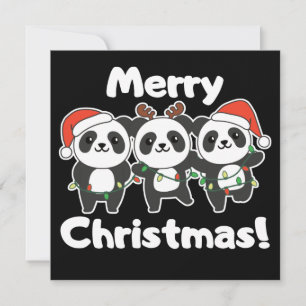 Convite Animais de Natal Panda Presentes de Natal Feliz Na