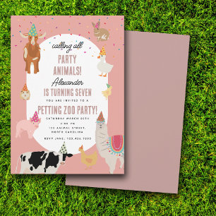 Convite Animais de Petting Zoo Festa do Celeiro Aniversári