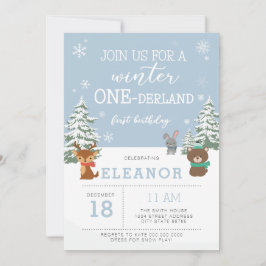 Convite animais de primeiro aniversario invernais