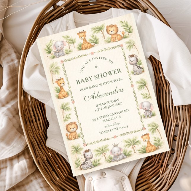 Convite Animais de Safari Caprichosos Chá de Bebê (Criador carregado)