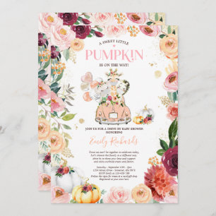 Convite Animais De Safari Floral Pumpkin Conduzidos Por Ch