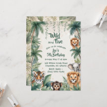 Animais de Safári na Selva Cinco Aniversário de 5 