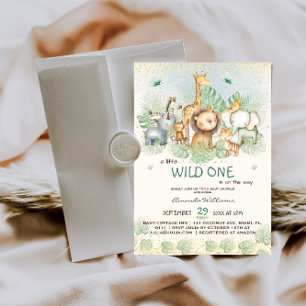 Convite Animais de safári na selva tropical baby shower 