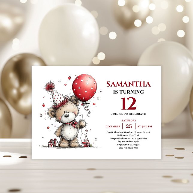 Convite Animais de urso estilizados e caprichosos impressã (Stylish whimsical animals print kids birthday invitation

)