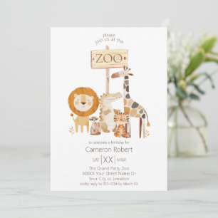 Convite Animais de Zoológico Bebês Fofos