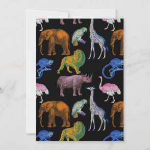 Convite Animais de Zoológico Cores Vibrantes Arte Pop Aman