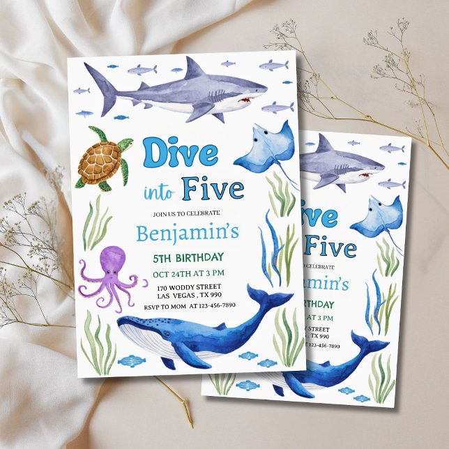 Convite Animais debaixo do Mar Festa de Aniversário (Under the Sea Animals Birthday Party Invitation
)