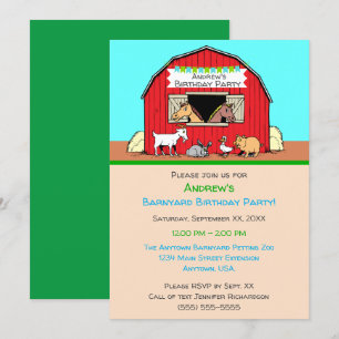 Convite Animais do Barnyard Petting Festa de aniversário 