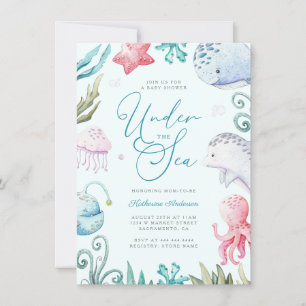 Convite Animais Do Oceano Sob O Chá de fraldas Do Menino D