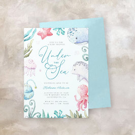 Convite Animais Do Oceano Sob O Chá de fraldas Do Menino D