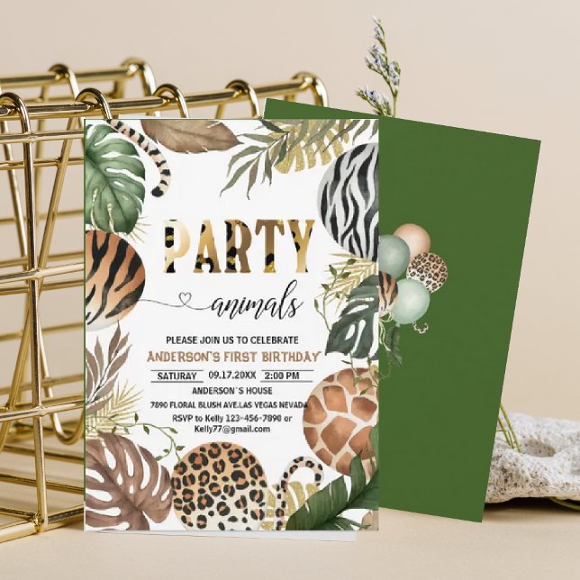 Convite Animais do Partido Aniversário Leopard Imprime Jun (Criador carregado)