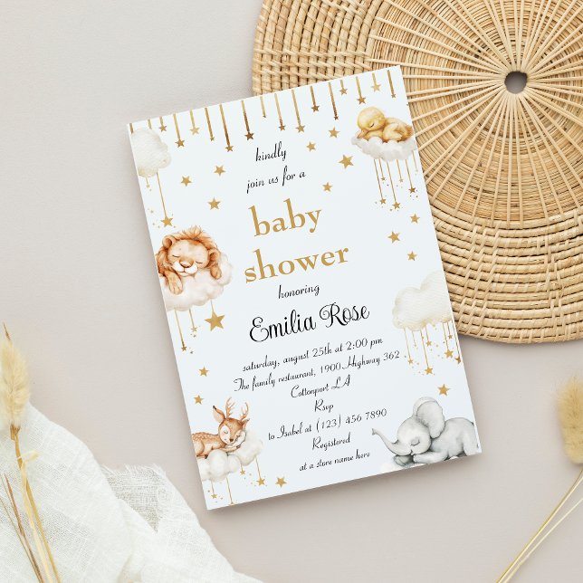 Convite Animais Dourados de planície Chá de fraldas com so (Criador carregado)