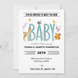 Convite Animais em aquarela - encontre e cumprimente enqua