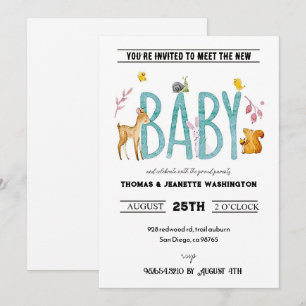 Convite Animais em aquarela - encontre e cumprimente enqua