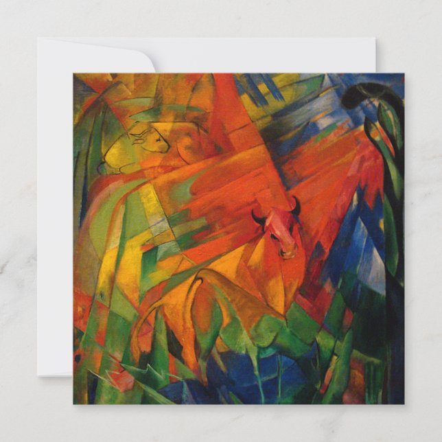 Convite Animais em uma paisagem por Franz Marc (Frente)