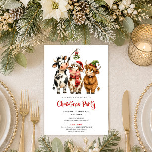 Convite Animais Engraçados e Elegantes Festa de Natal Mini