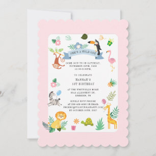 Convite Animais Exóticos Selvagens Festa de 1º Aniversário
