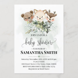 Convite Animais florestais chás de fraldas