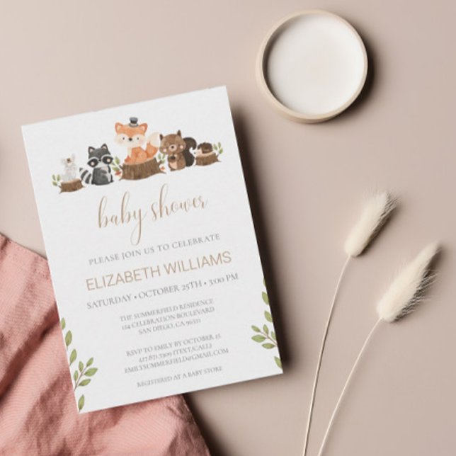 Convite Animais florestais da floresta Sexo Chá de fraldas (Criador carregado)