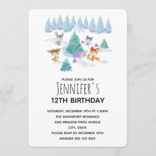 Convite Animais Florestais Dançando Em Torno Da Árvore Fir