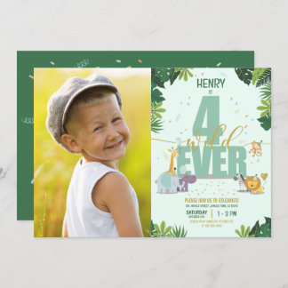 Convite Animais Fofos da Savana Selvagens Para Sempre Foto