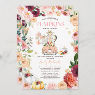 Convite Animais Gêmeos Safari Pumpkin Conduzindo Por Chá d