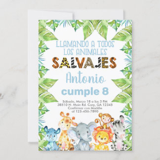Convite Animais Invitación safari, nño, garoto, selva.