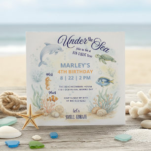 Convite Animais Marinhos da Praia Aniversário Sob o Mar