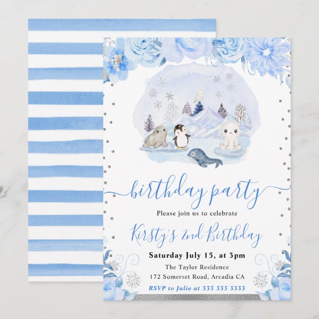 Convite Animais Nevados (Frente/Verso)